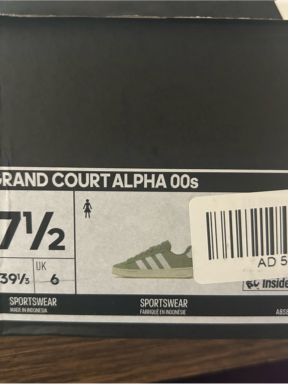 adidas Grand Court Alpha 00s Olive Green with White Stripes
